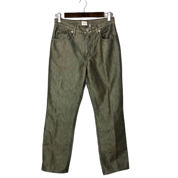 Calvin Klein Green Y2K Classic 5 Pocket Jean Punch Metal Straight Leg Denim 4 - Picture 1 of 8